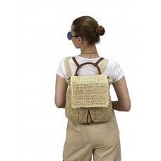 На фото 1 - Сумка-рюкзак плетеная из джута, цвет молочно-бежевый
