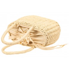 На фото 4 - Плетеная сумка-корзинка из соломки, цвет слоновой кости