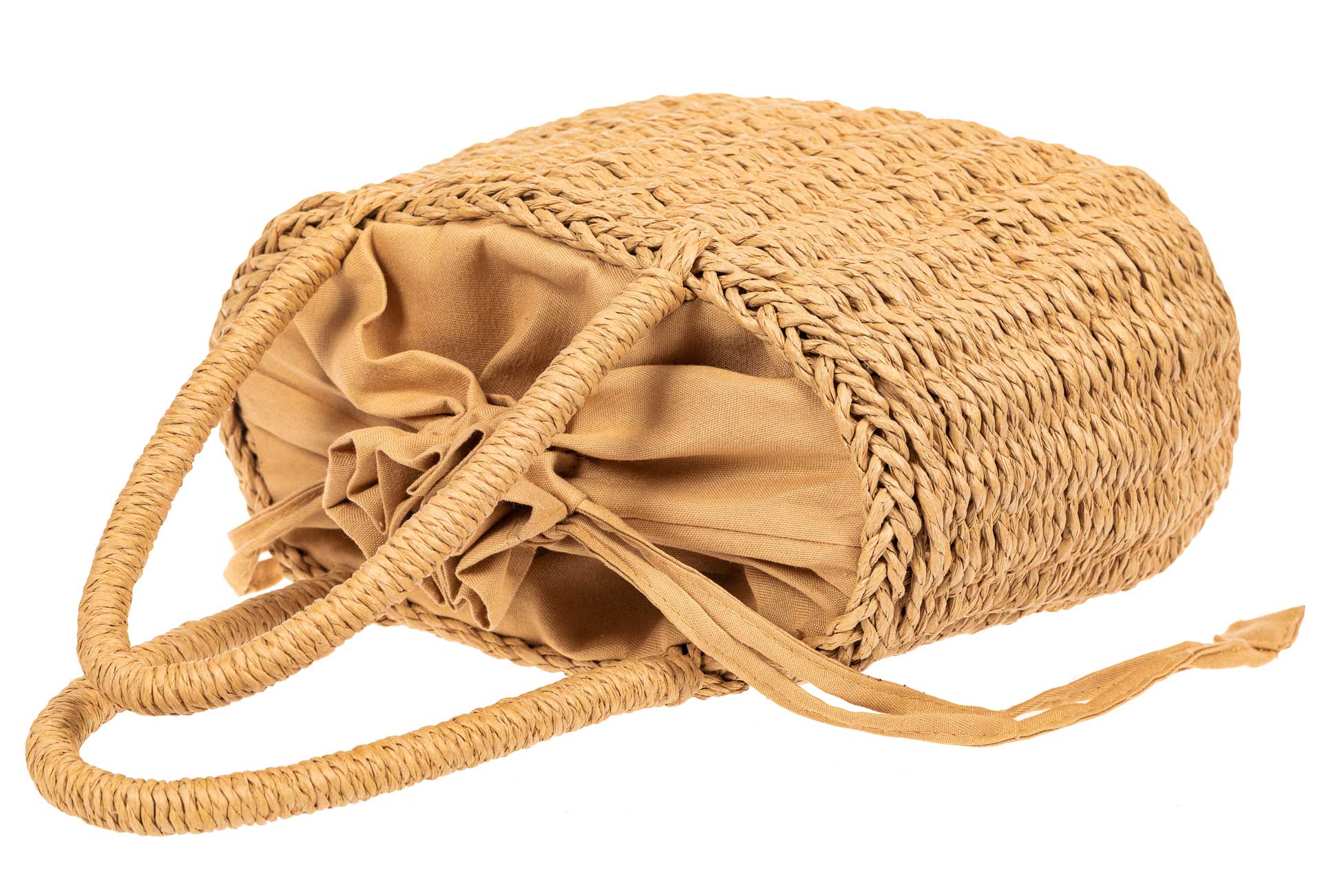 На фото 4 - Плетеная сумка-корзинка из соломки, цвет крафт