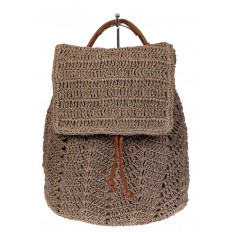 На фото 2 - Сумка-рюкзак плетеная из джута, цвет крафт