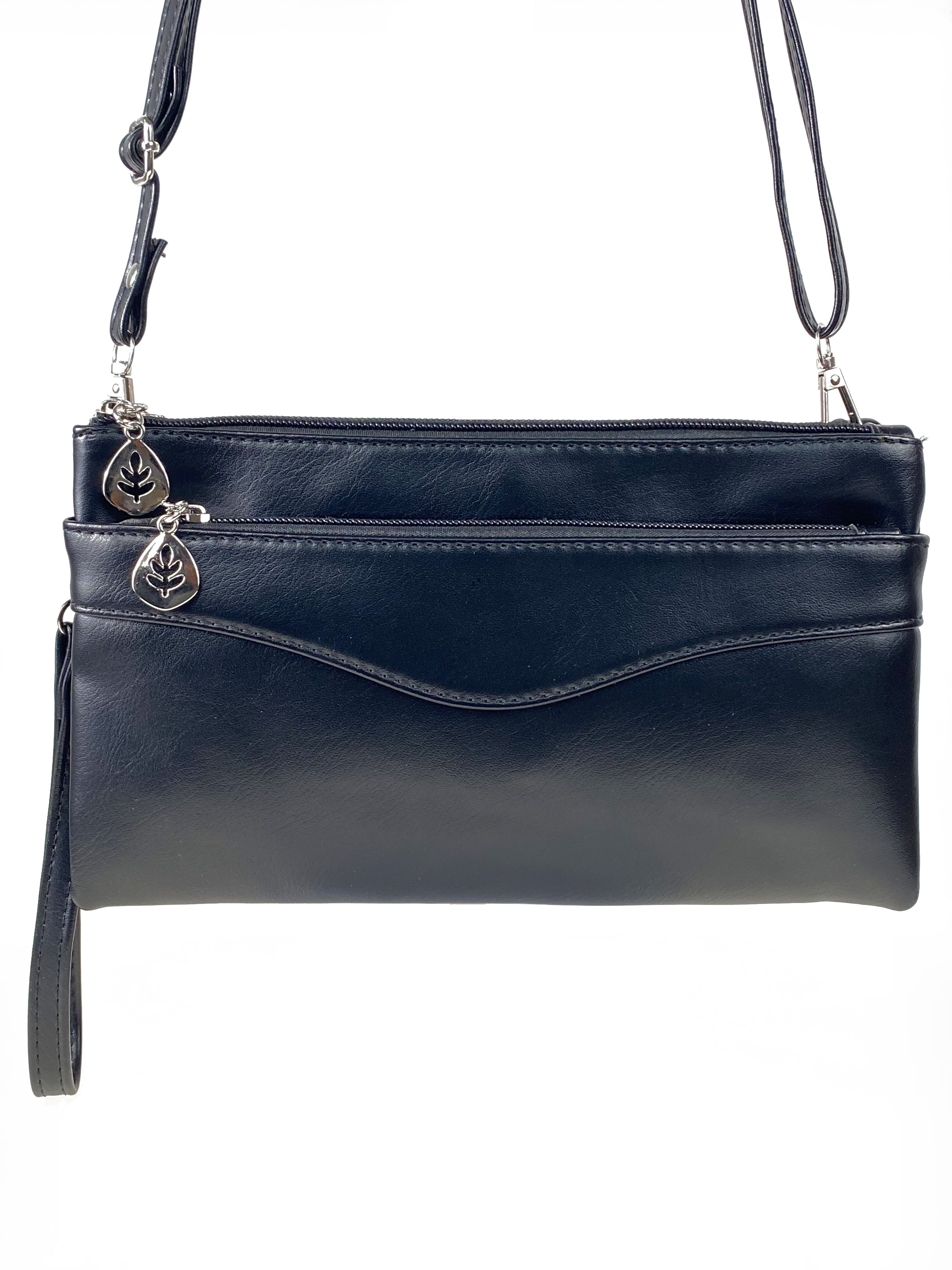 На фото 2 - Женская сумка-клатч из мягкой искусственной кожи, цвет черный