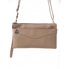 На фото 2 - Женская сумка-клатч из мягкой искусственной кожи, цвет  бежевый