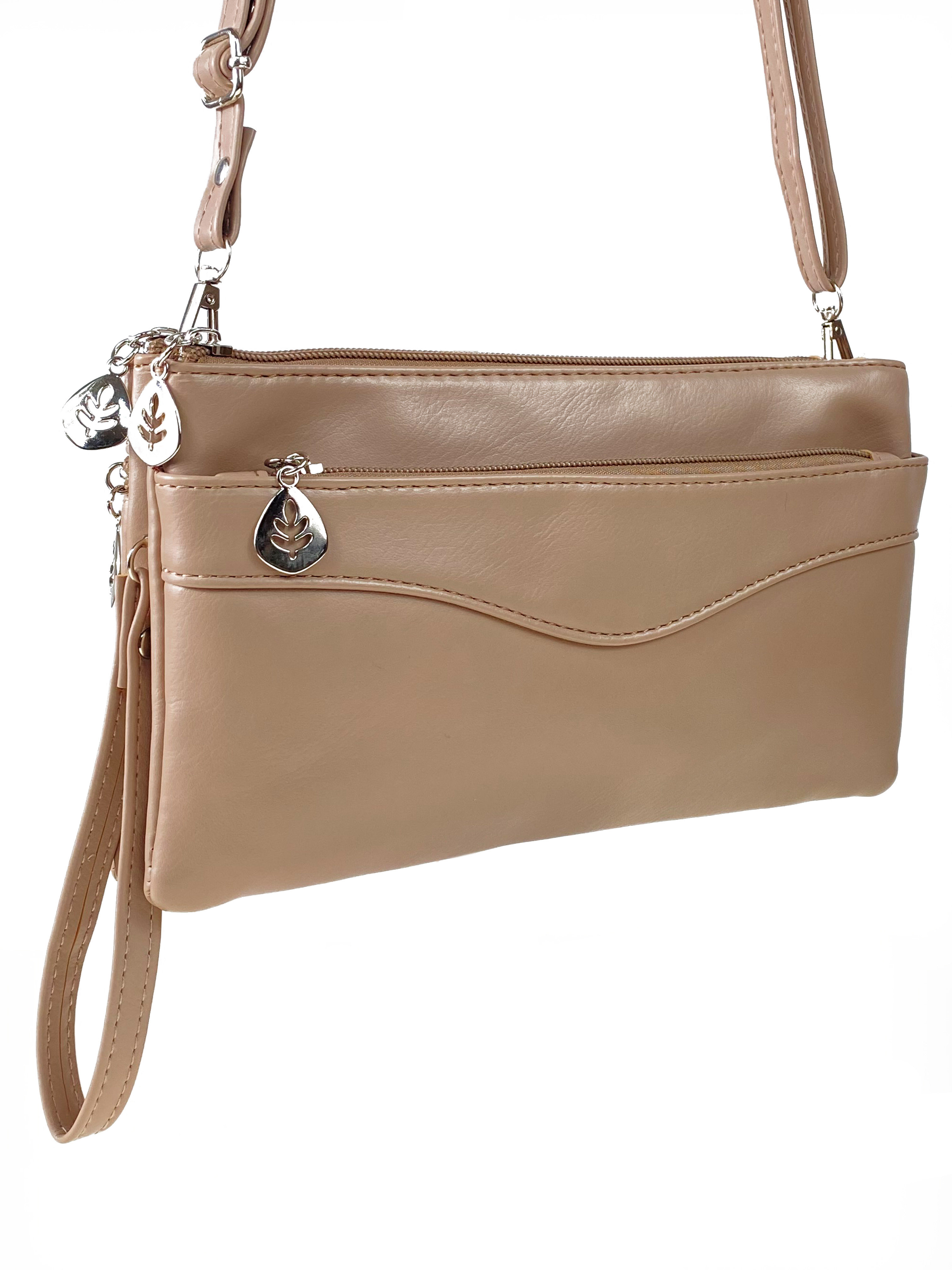 На фото 3 - Женская сумка-клатч из мягкой искусственной кожи, цвет  бежевый