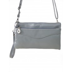 На фото 2 - Женская сумка-клатч из мягкой искусственной кожи, цвет серо-голубой