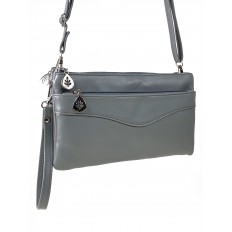 На фото 3 - Женская сумка-клатч из мягкой искусственной кожи, цвет серо-голубой
