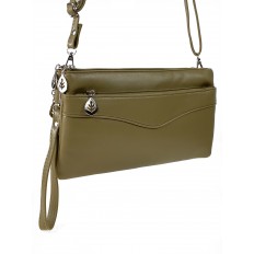 На фото 3 - Женская сумка-клатч из мягкой искусственной кожи, цвет оливковый