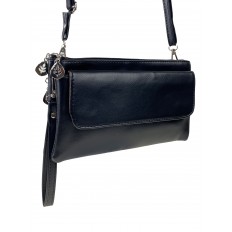 На фото 3 - Женская сумка-клатч из мягкой искусственной кожи, цвет черный