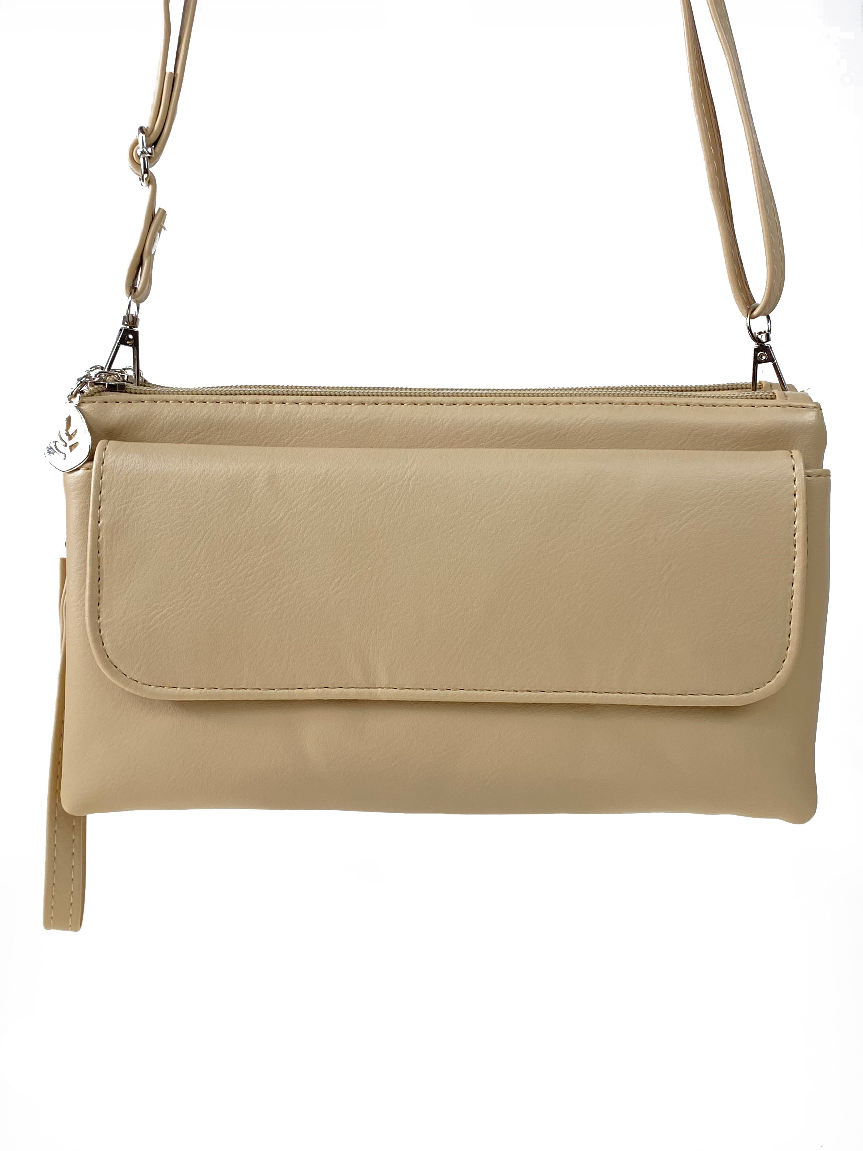 На фото 2 - Женская сумка-клатч из мягкой искусственной кожи, цвет бежевый