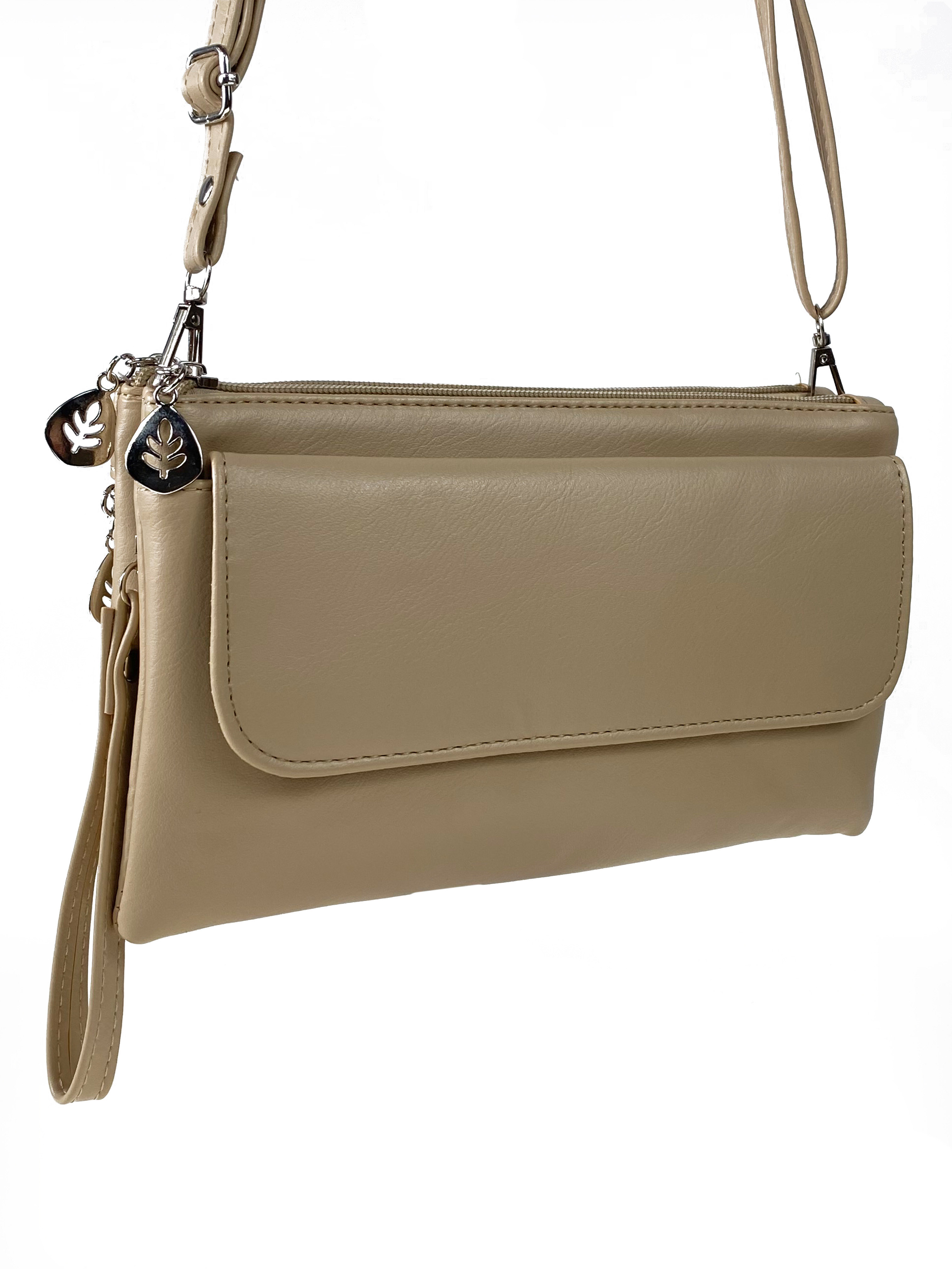 На фото 3 - Женская сумка-клатч из мягкой искусственной кожи, цвет бежевый