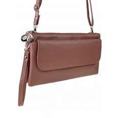 На фото 3 - Женская сумка-клатч из мягкой искусственной кожи, цвет  пудра