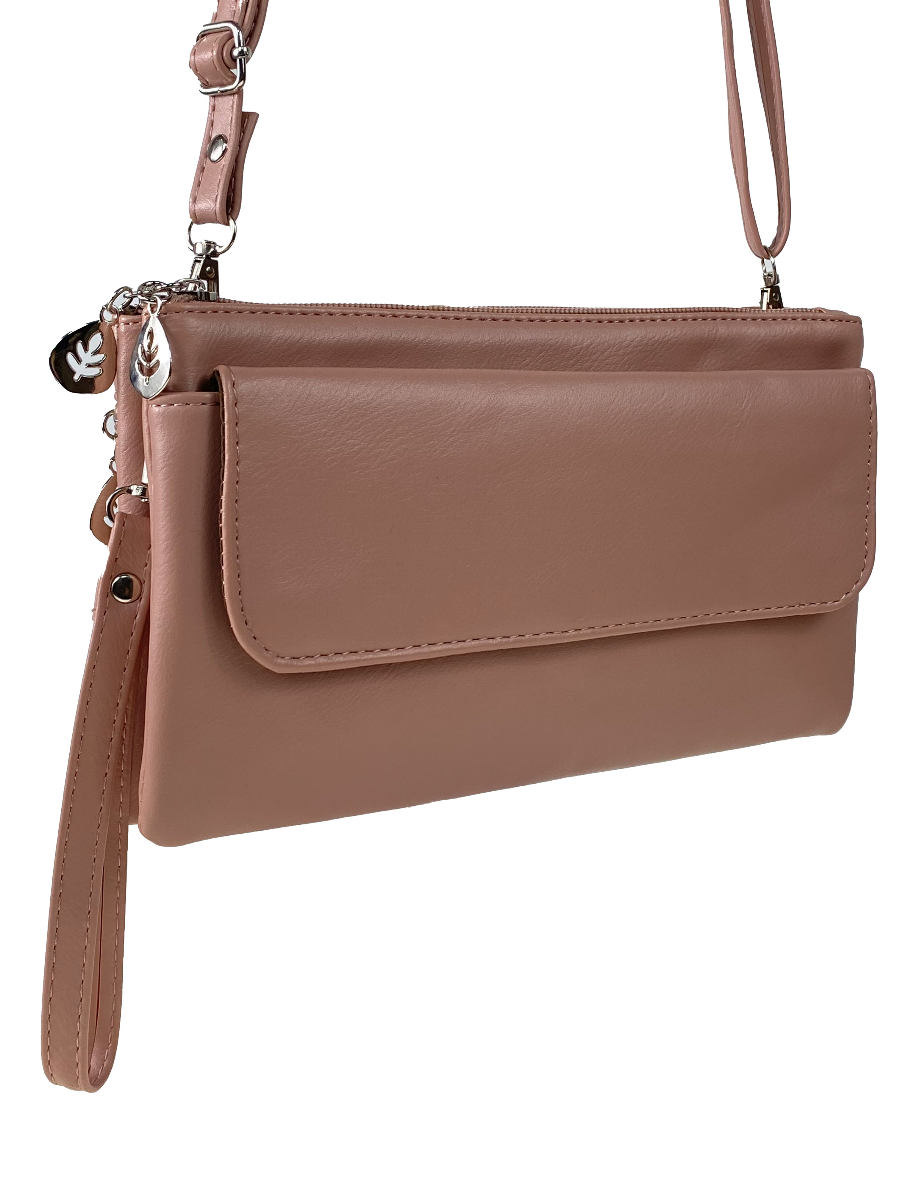 На фото 3 - Женская сумка-клатч из мягкой искусственной кожи, цвет  розовый