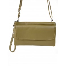 На фото 2 - Женская сумка-клатч из мягкой искусственной кожи, цвет оливковый