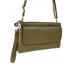 На фото 3 - Женская сумка-клатч из мягкой искусственной кожи, цвет оливковый