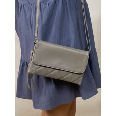 На фото 1 - Женская сумка-клатч из мягкой искусственной кожи, цвет серый