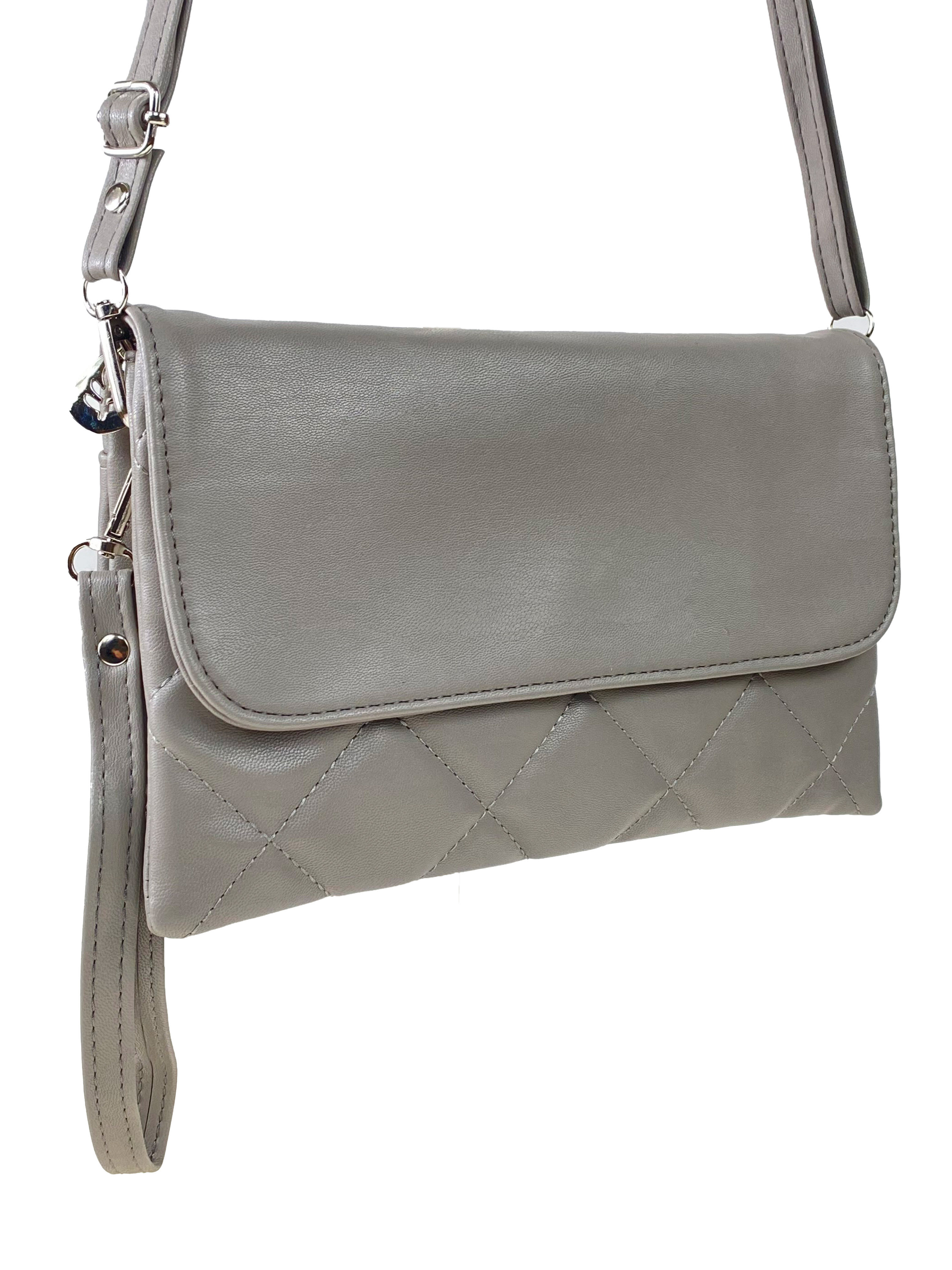На фото 3 - Женская сумка-клатч из мягкой искусственной кожи, цвет серый