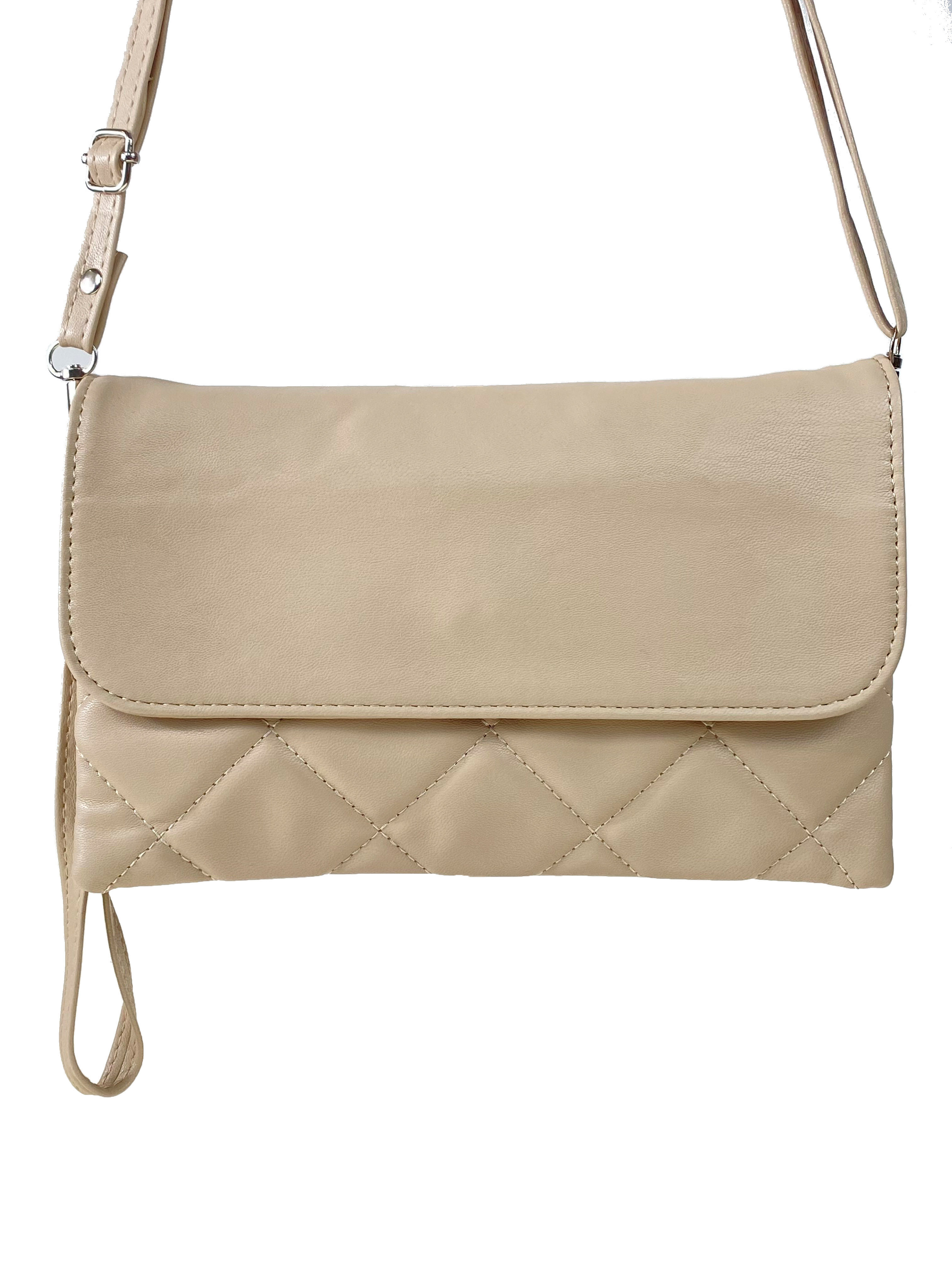 На фото 2 - Женская сумка-клатч из мягкой искусственной кожи, цвет молочный