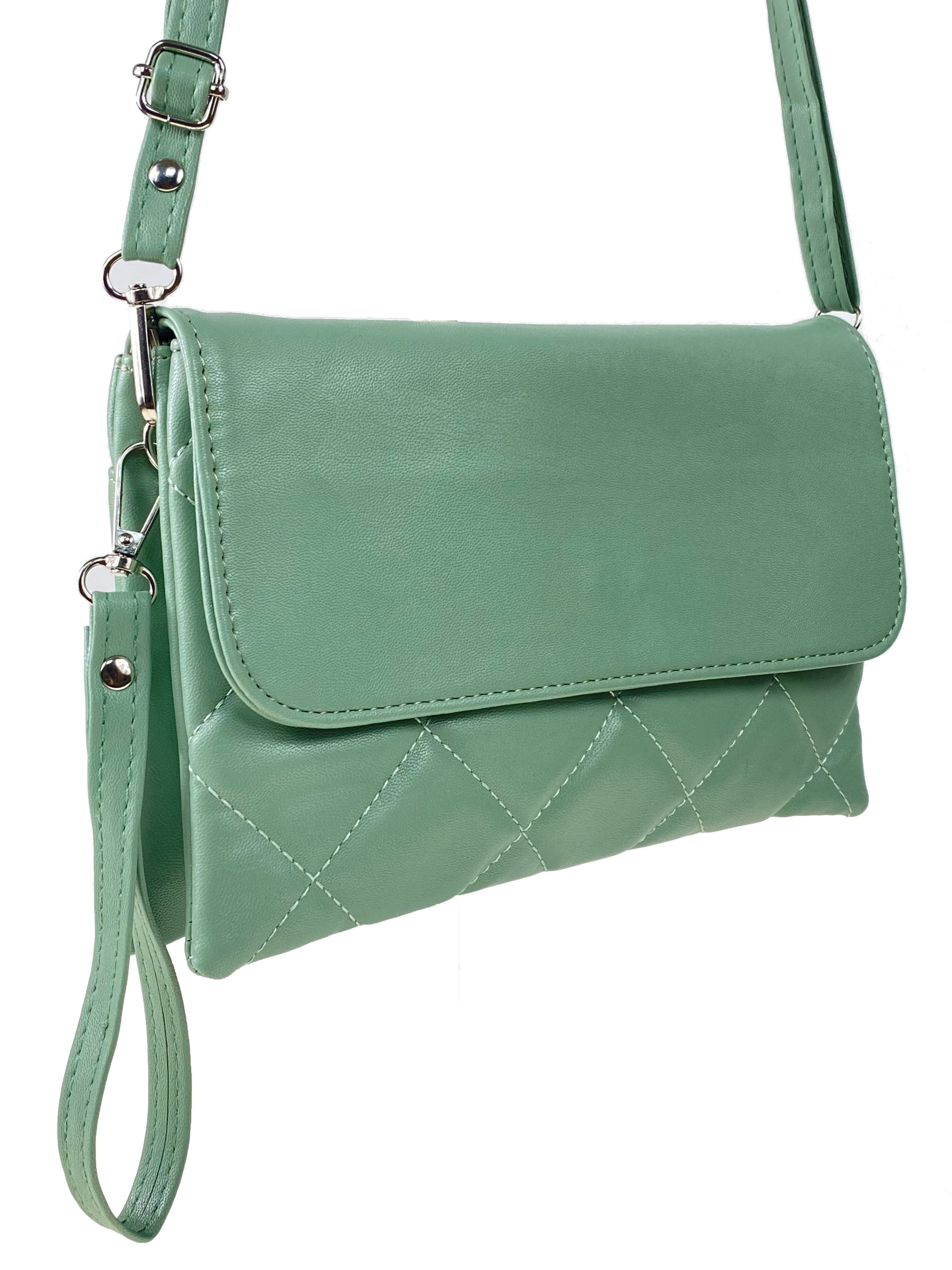 На фото 3 - Женская сумка-клатч из мягкой искусственной кожи, цвет зеленый