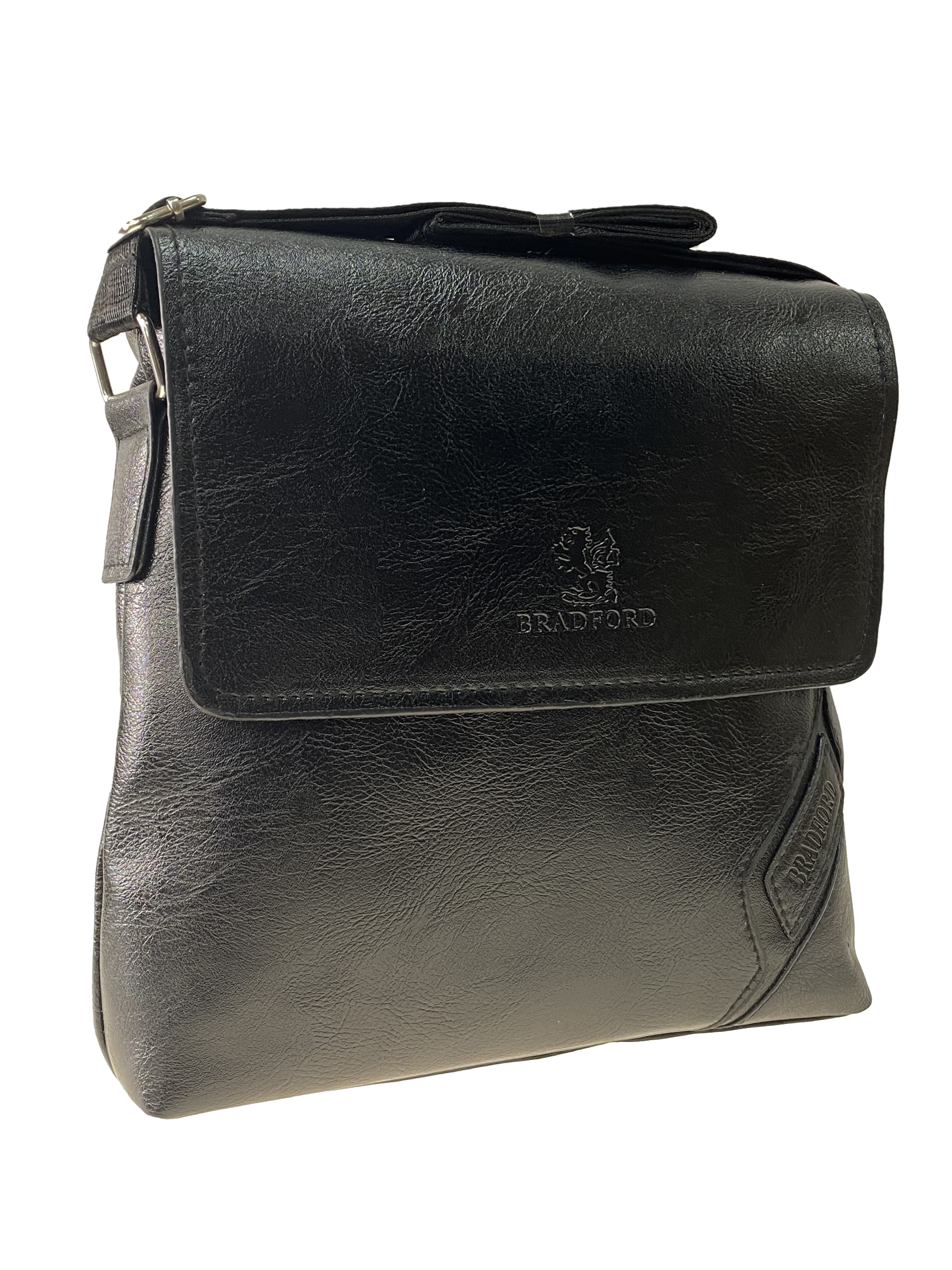 На фото 1 - Мужская повседневная сумка из экокожи, цвет чёрный