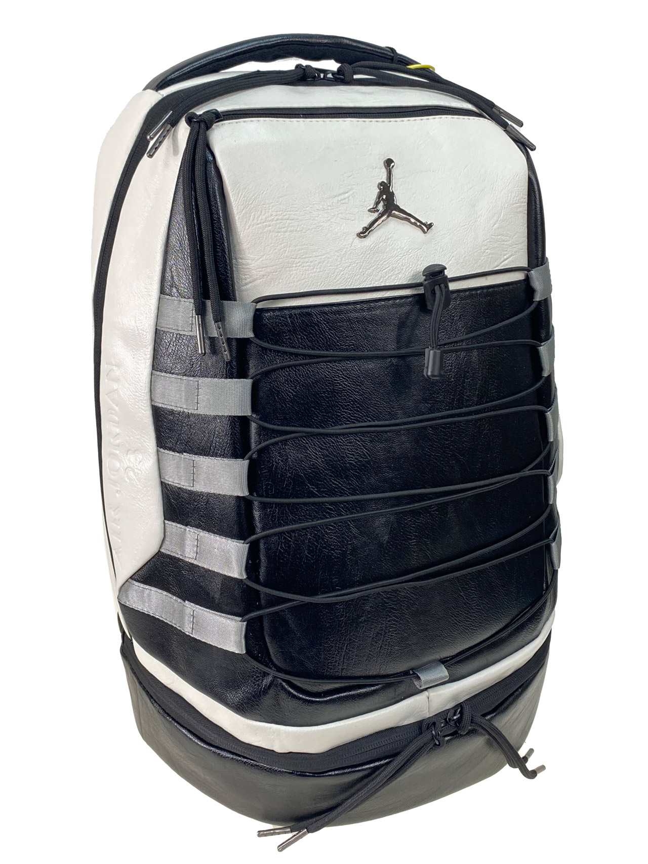 На фото 1 - Универсальный  рюкзак из искусственной кожи и текстиля, цвет черный с белым