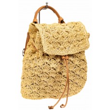 На фото 1 - Сумка-рюкзак плетеная из джута, цвет бежевый