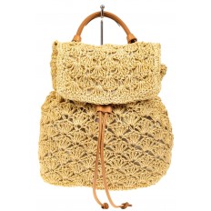На фото 2 - Сумка-рюкзак плетеная из джута, цвет бежевый