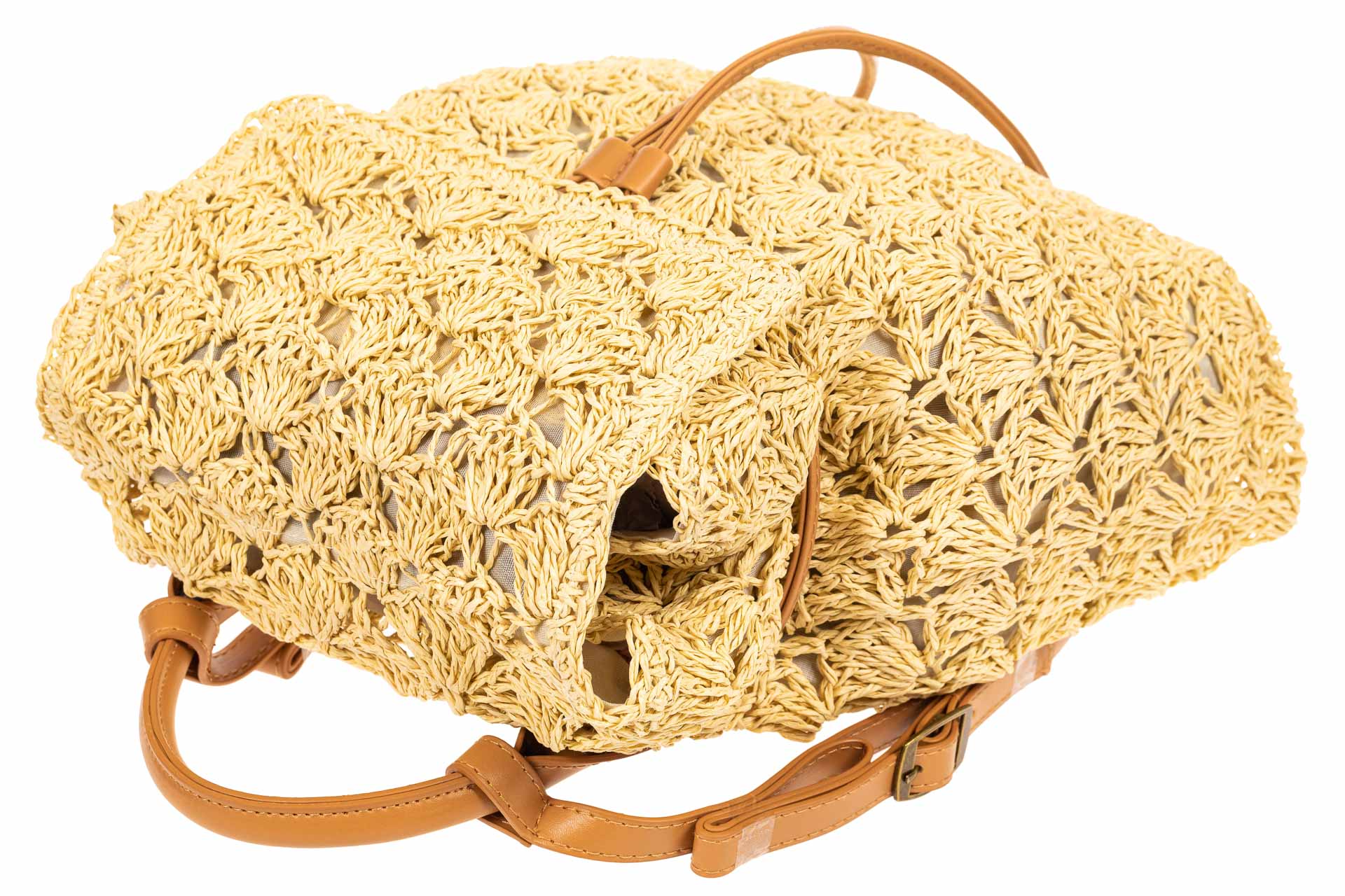 На фото 4 - Сумка-рюкзак плетеная из джута, цвет бежевый