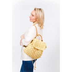 На фото 5 - Сумка-рюкзак плетеная из джута, цвет бежевый