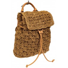 На фото 1 - Сумка-рюкзак плетеная из джута, цвет крафт