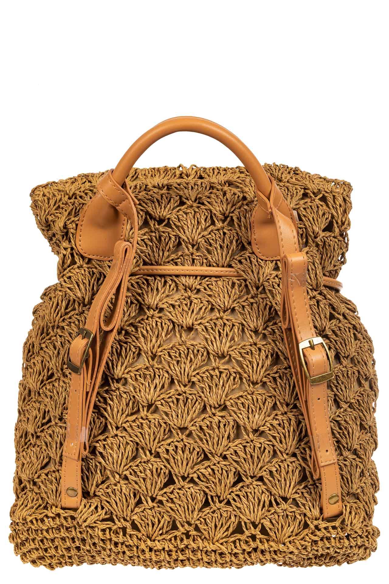 На фото 3 - Сумка-рюкзак плетеная из джута, цвет крафт