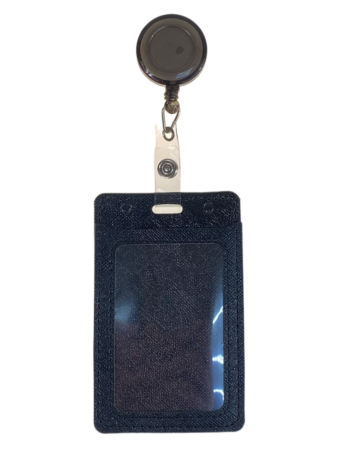 На фото 1 - Бейдж с лентой на рулетке вертикальный, цвет черный