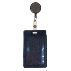 На фото 1 - Бейдж с лентой на рулетке вертикальный, цвет черный