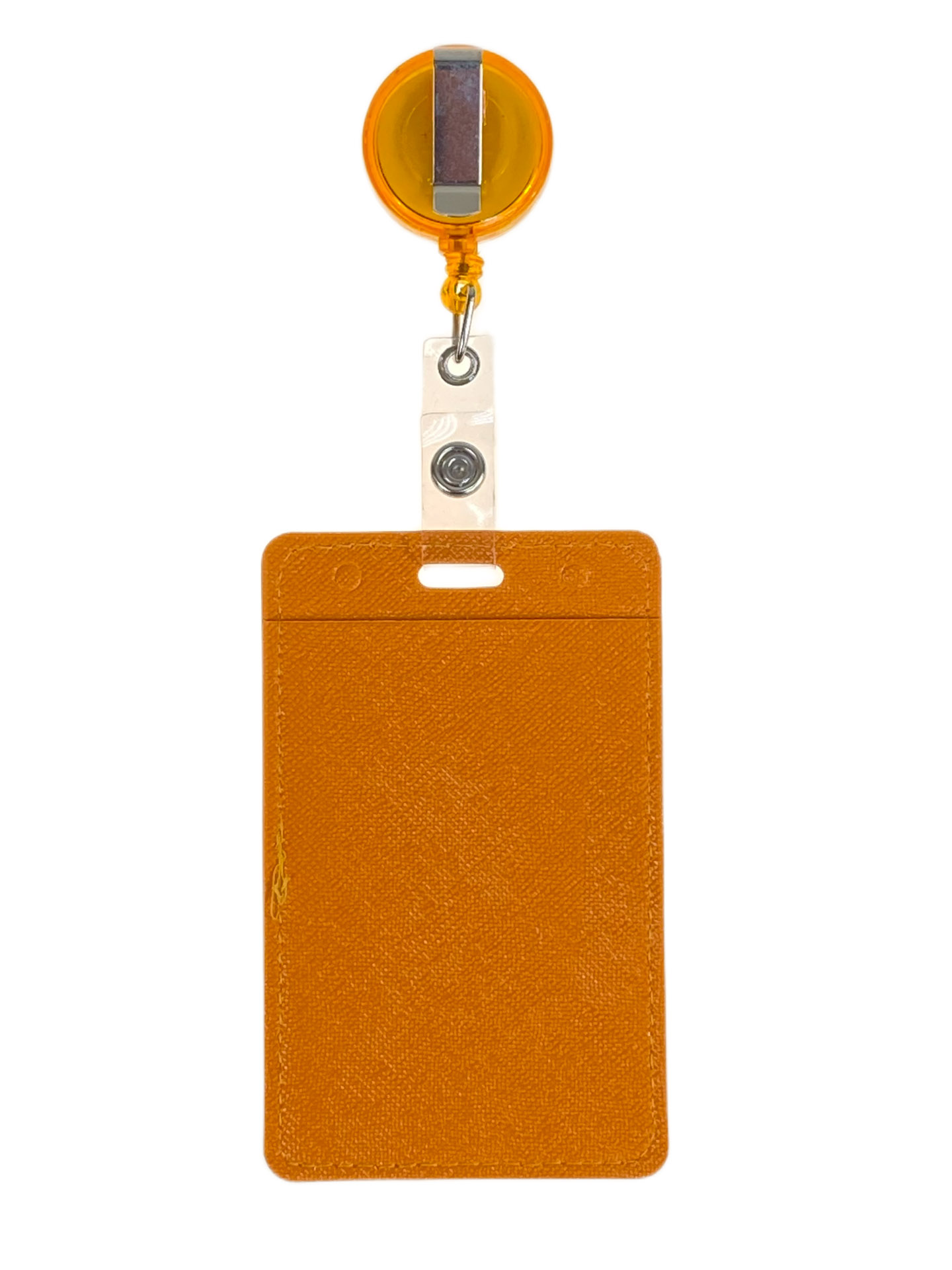 На фото 2 - Бейдж с лентой на рулетке вертикальный, цвет  оранжевый