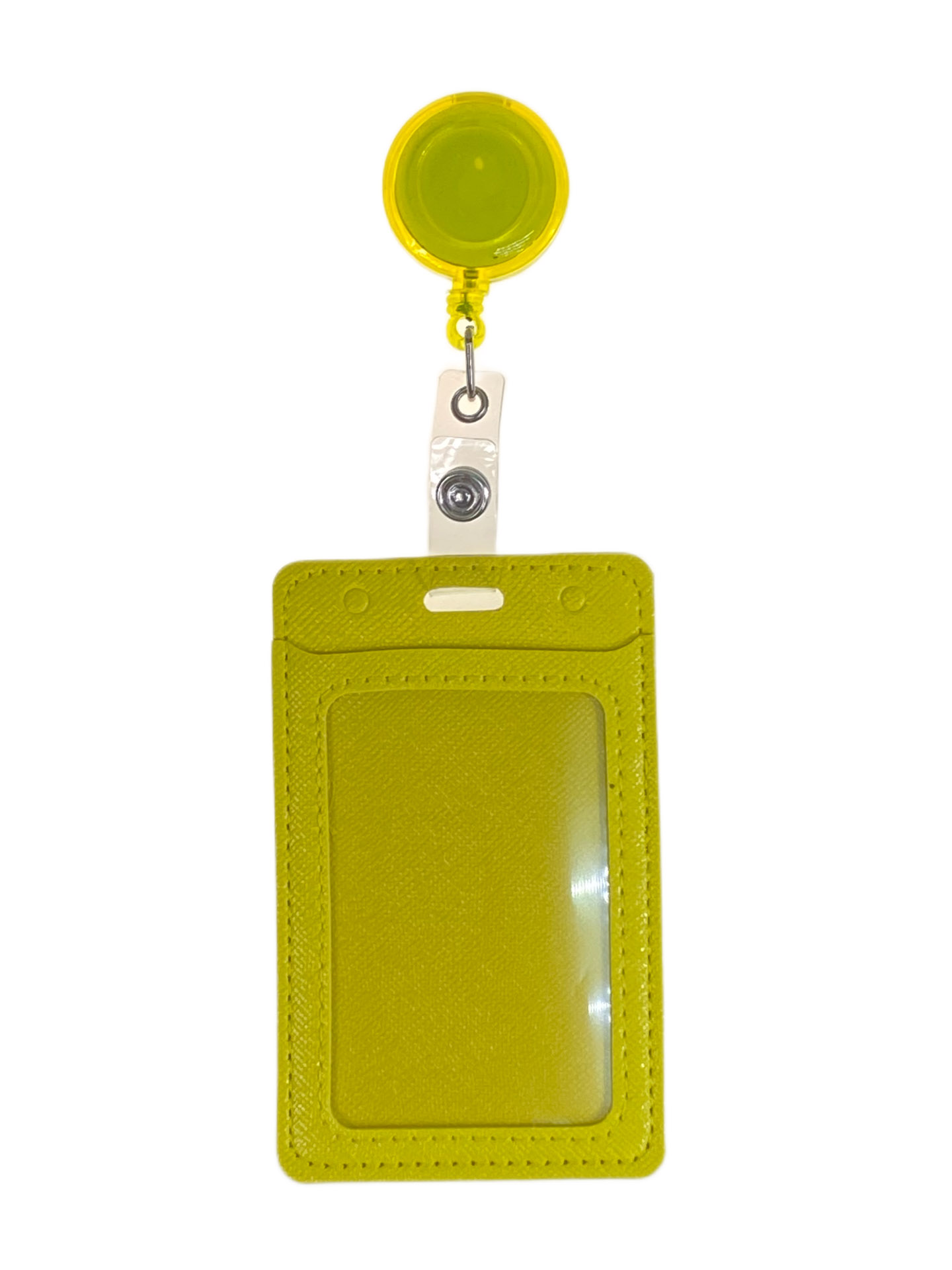 На фото 1 - Бейдж с лентой на рулетке вертикальный, цвет желтый