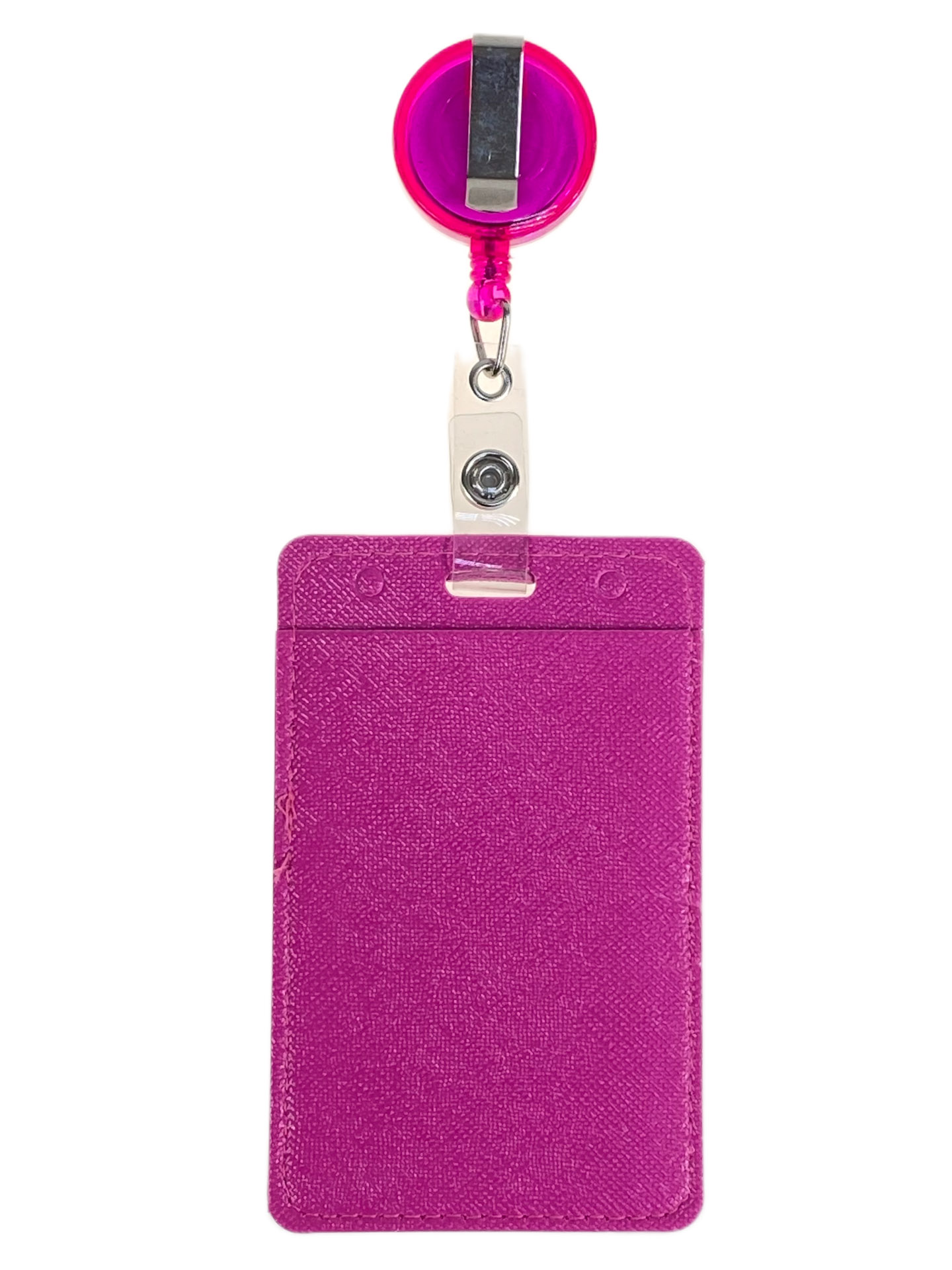 На фото 2 - Бейдж с лентой на рулетке вертикальный, цвет малиновый