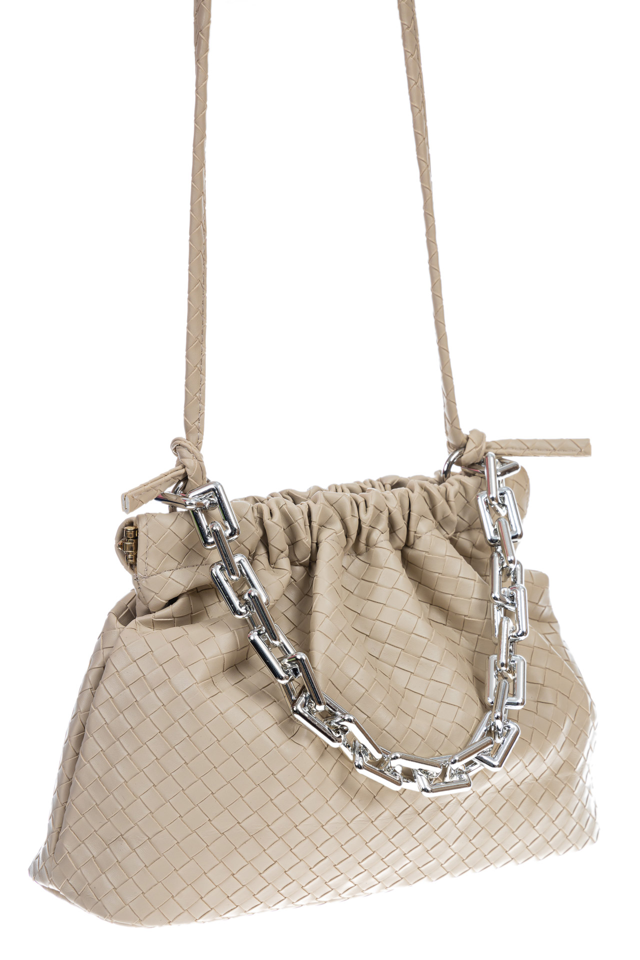 На фото 2 - Женская сумка из искусственной кожи, цвет серо-белый