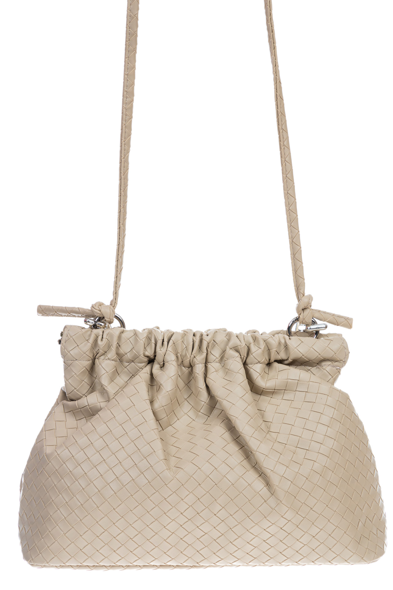 На фото 3 - Женская сумка из искусственной кожи, цвет серо-белый