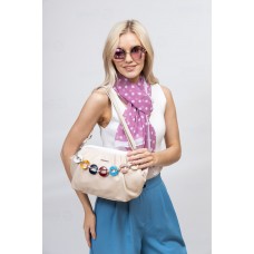 На фото 1 - Женская сумка с фермуаром из мягкой экокожи, цвет мультицвет