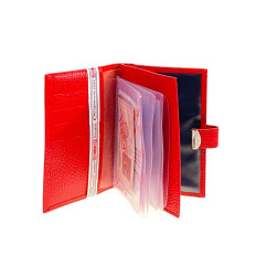 На фото 2 - Обложка для паспорта и автодокументов из натуральной кожи, цвет красный