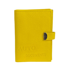 На фото 1 - Обложка для паспорта и автодокументов из натуральной кожи, цвет желтый На фото 1 - Обложка для паспорта и автодокументов из натуральной кожи, цвет желтый