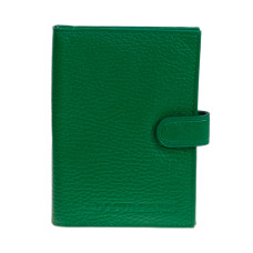 На фото 1 - Обложка для паспорта и автодокументов из натуральной кожи, цвет зеленый