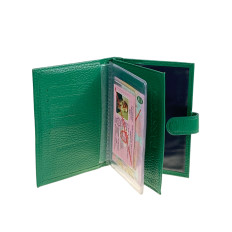 На фото 2 - Обложка для паспорта и автодокументов из натуральной кожи, цвет зеленый