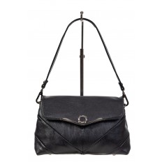 На фото 2 - Небольшая женская сумка из экокожи с декоративным элементом, цвет чёрный