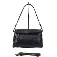 На фото 3 - Небольшая женская сумка из экокожи с декоративным элементом, цвет чёрный