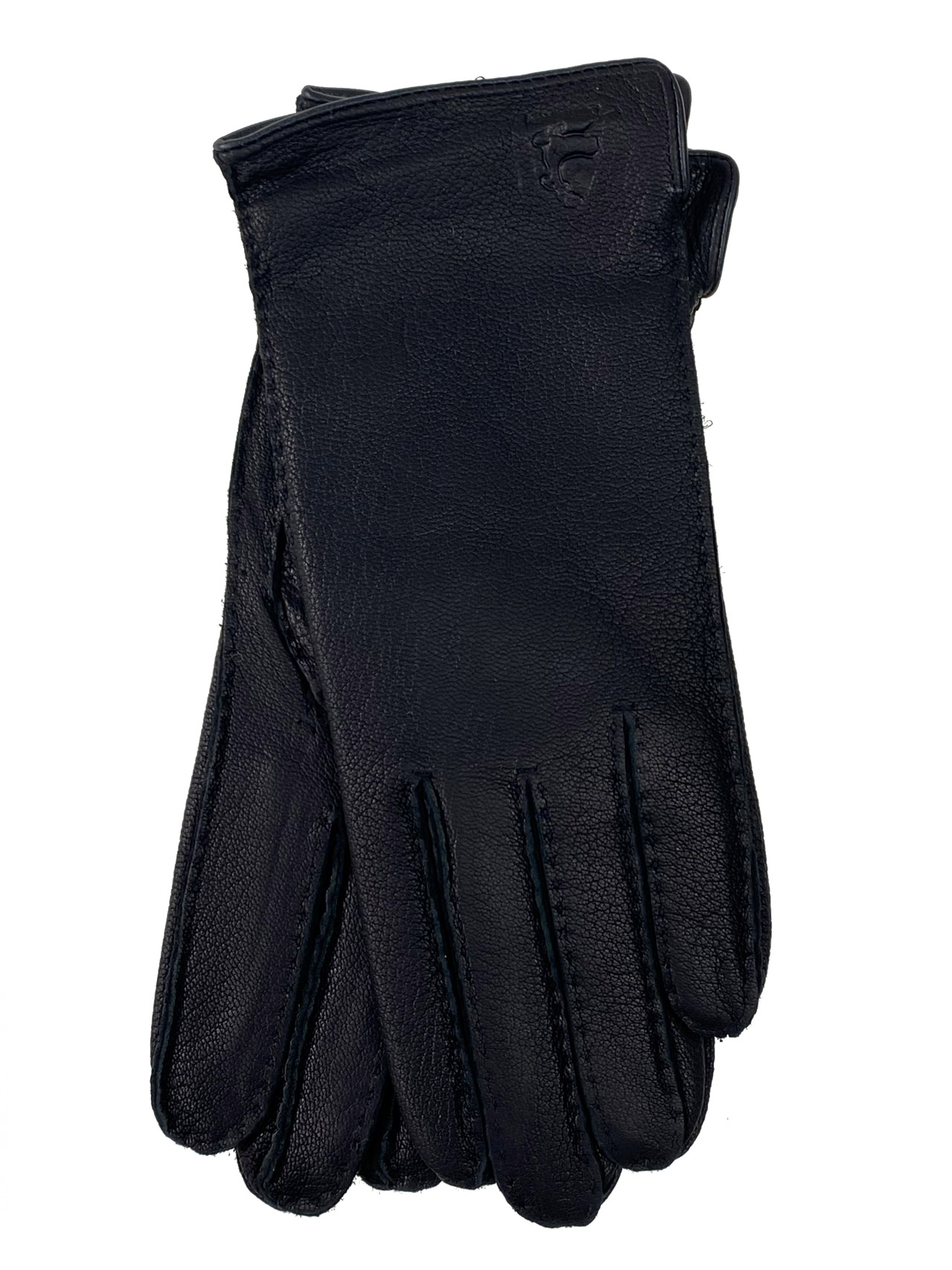 На фото 1 - Теплые женские перчатки из кожи оленя, цвет черный