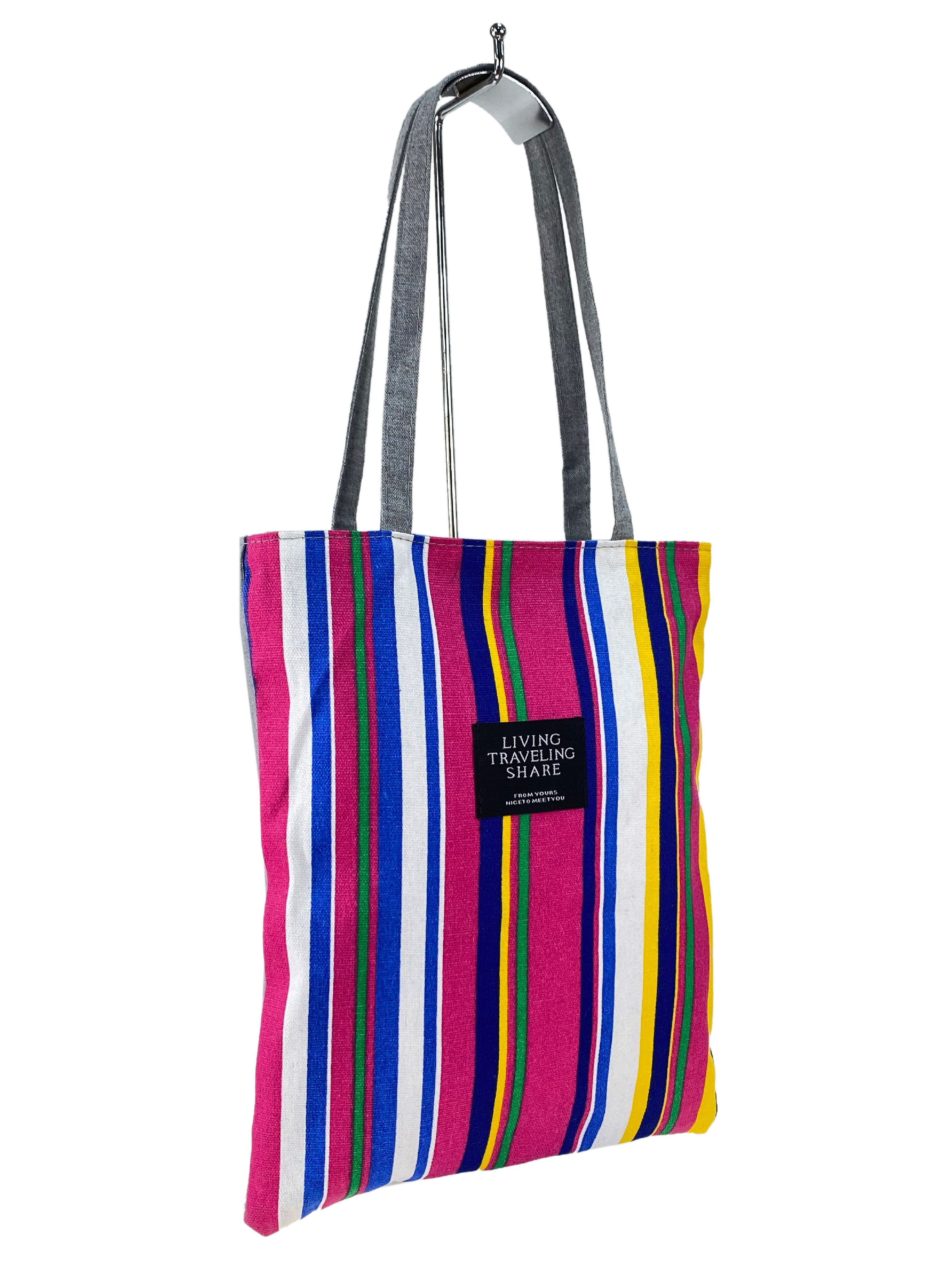 На фото 3 - Летняя женская сумка-шоппер из текстиля, мультицвет