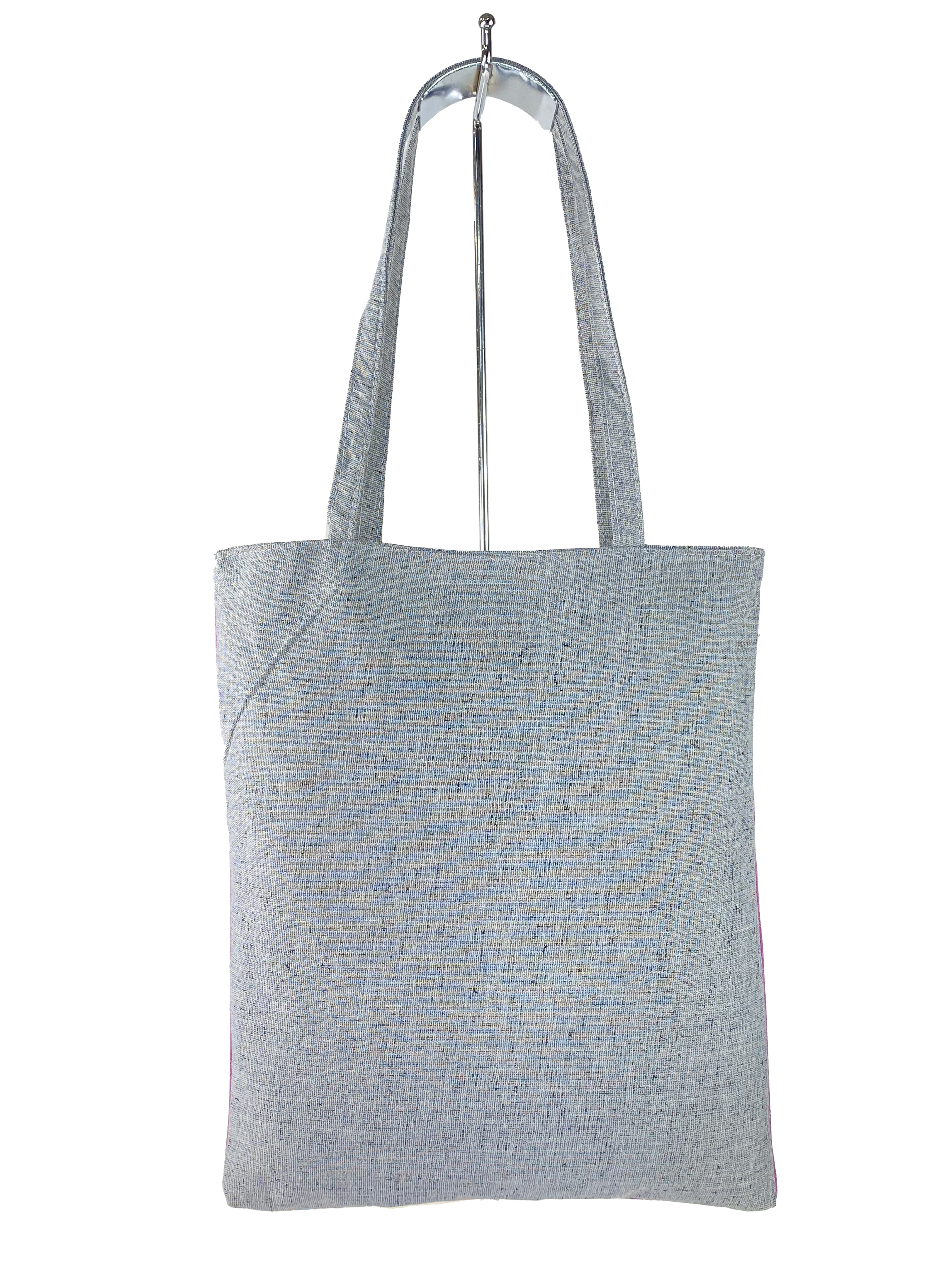 На фото 3 - Женская летняя сумка-шоппер из полосатого текстиля, разноцветная