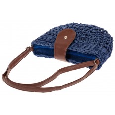 На фото 4 - Сумка седло ажурная плетеная из ротанга, цвет синий