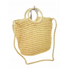 На фото 1 - Женская сумка плетеная из соломы, цвет молочный