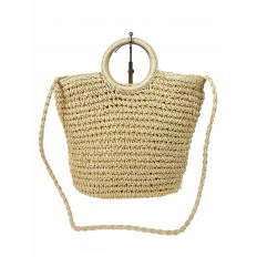 На фото 2 - Женская сумка плетеная из соломы, цвет молочный