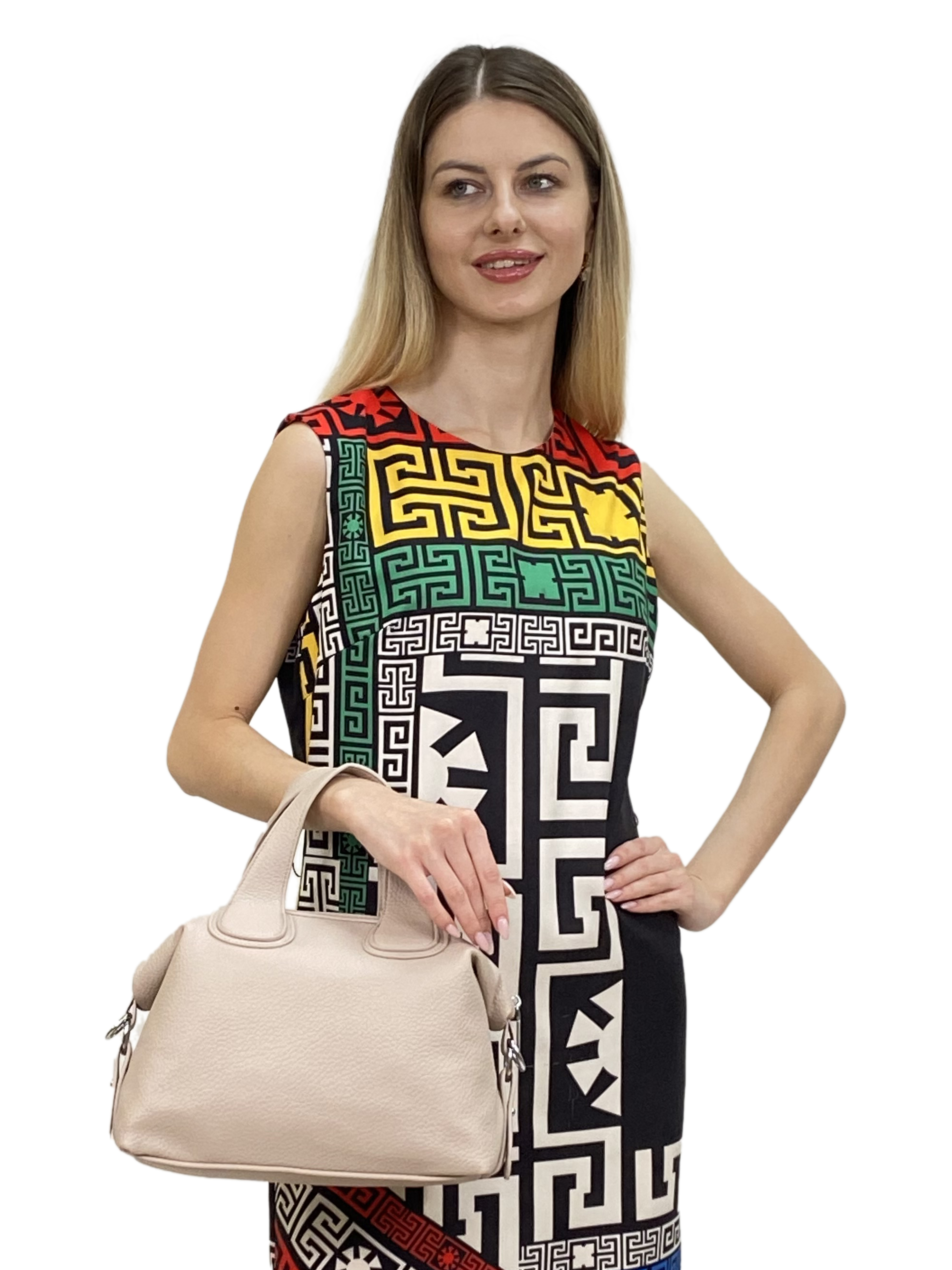 На фото 3 -  Женская сумка из искусственной кожи, цвет бежевый